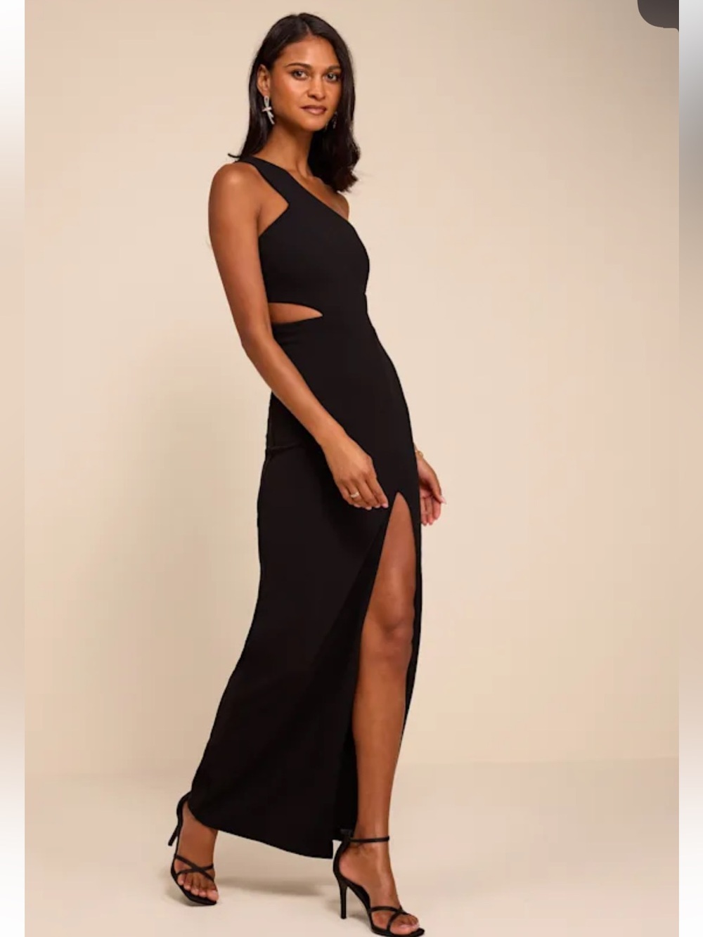 NWOT Lulus 
Show-Stopping Style Black One-Shoulder Cutout Maxi Dress - Picture 4 of 5